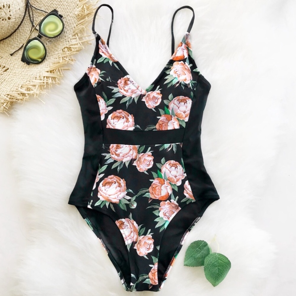 LAST ONE XL ONLY Black Floral One Piece - Picture 2 of 6